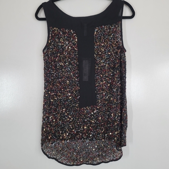 Walter Baker Fully Sequins Lara Top‎ Small Colorful Night Sheer Tank Gunmetal - Picture 3 of 16